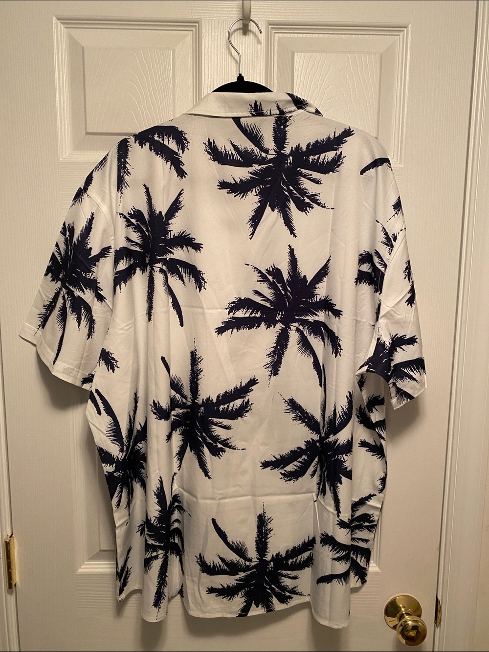 Coofandy Men's White & Navy Palm Print Short-Sleeve Shirt…size 3XL - Picture 2 of 6